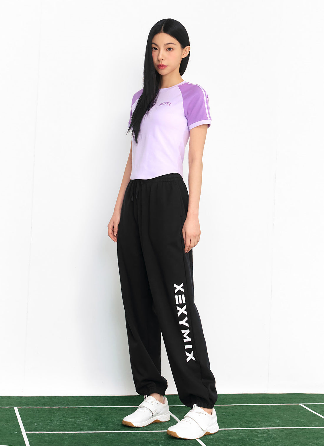 Raglan Color Combination Crop Short - Bright Orchid