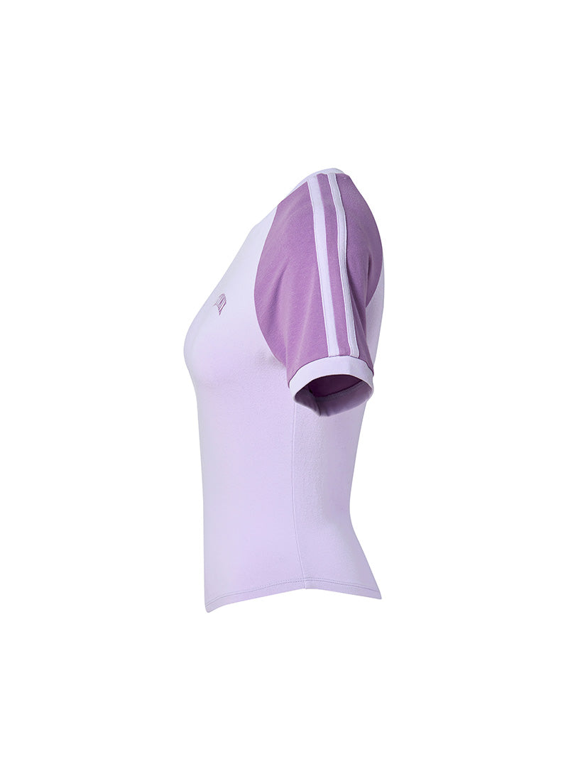 Raglan Color Combination Crop Short - Bright Orchid