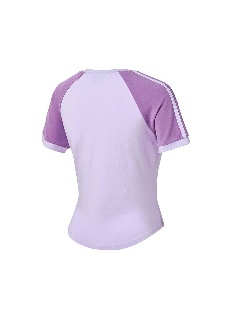 Raglan Color Combination Crop Short - Bright Orchid