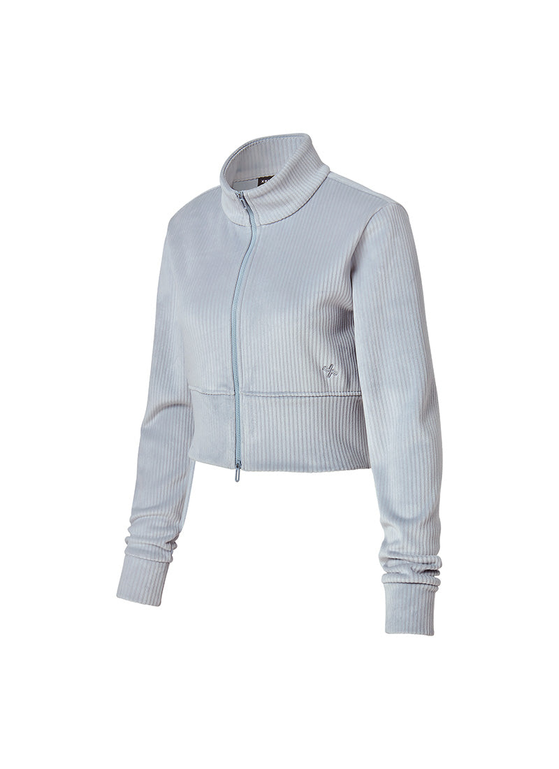 Velour Corduroy Zip-up Jacket - Humming Sky