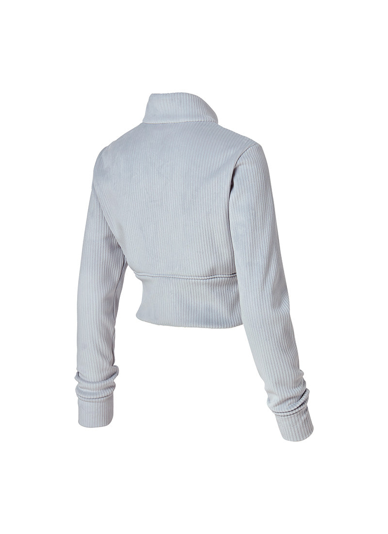 Velour Corduroy Zip-up Jacket - Humming Sky