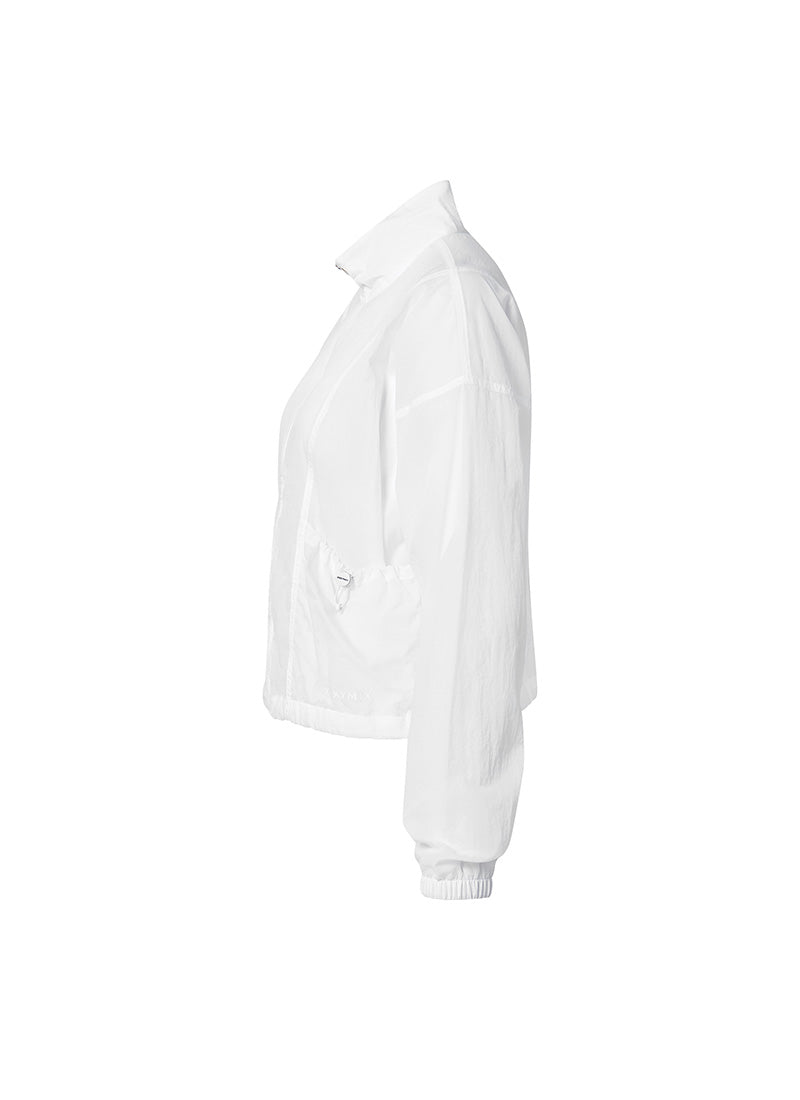 Airy Highneck Crop Windbreaker - White