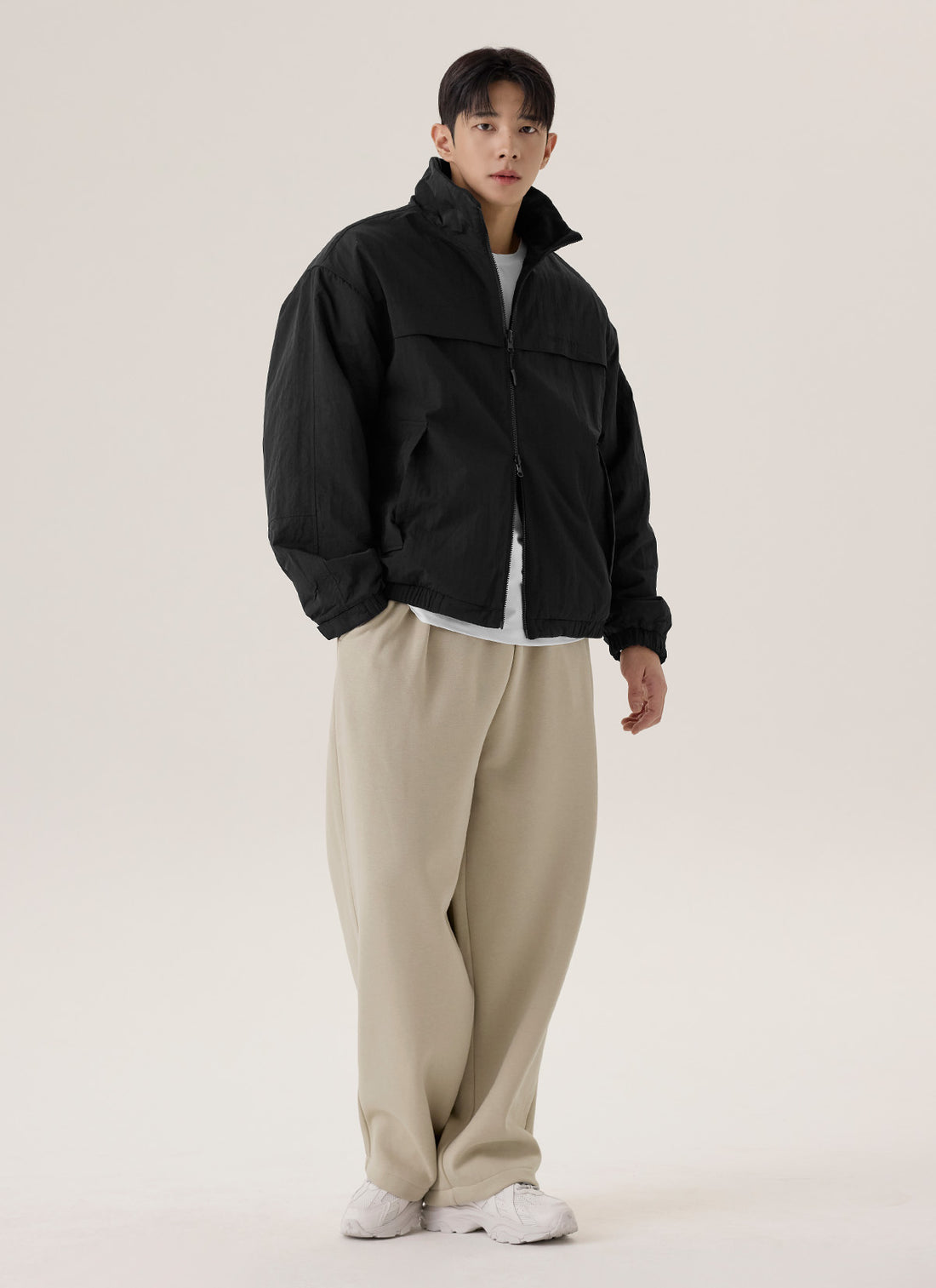 Warm Soft Men's Pintuck Wide Pants - Beige