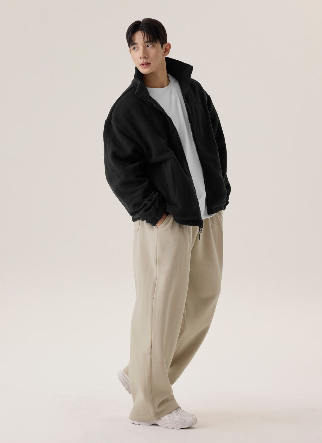 Warm Soft Men's Pintuck Wide Pants - Beige