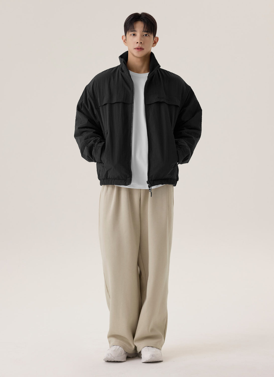Warm Soft Men's Pintuck Wide Pants - Beige