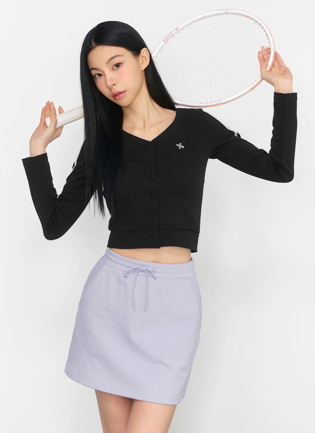EcoDex Color Combination Crop Cardigan - Black