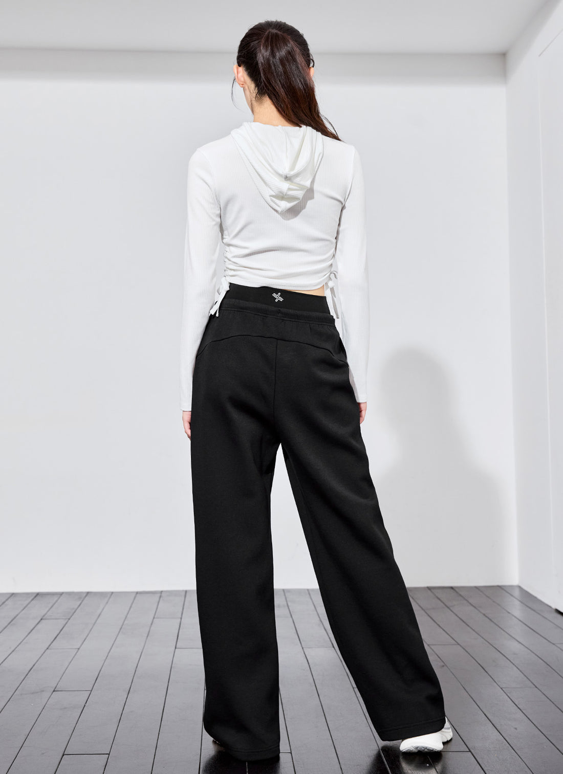 Soft Tension Layered Wide Pants - Black