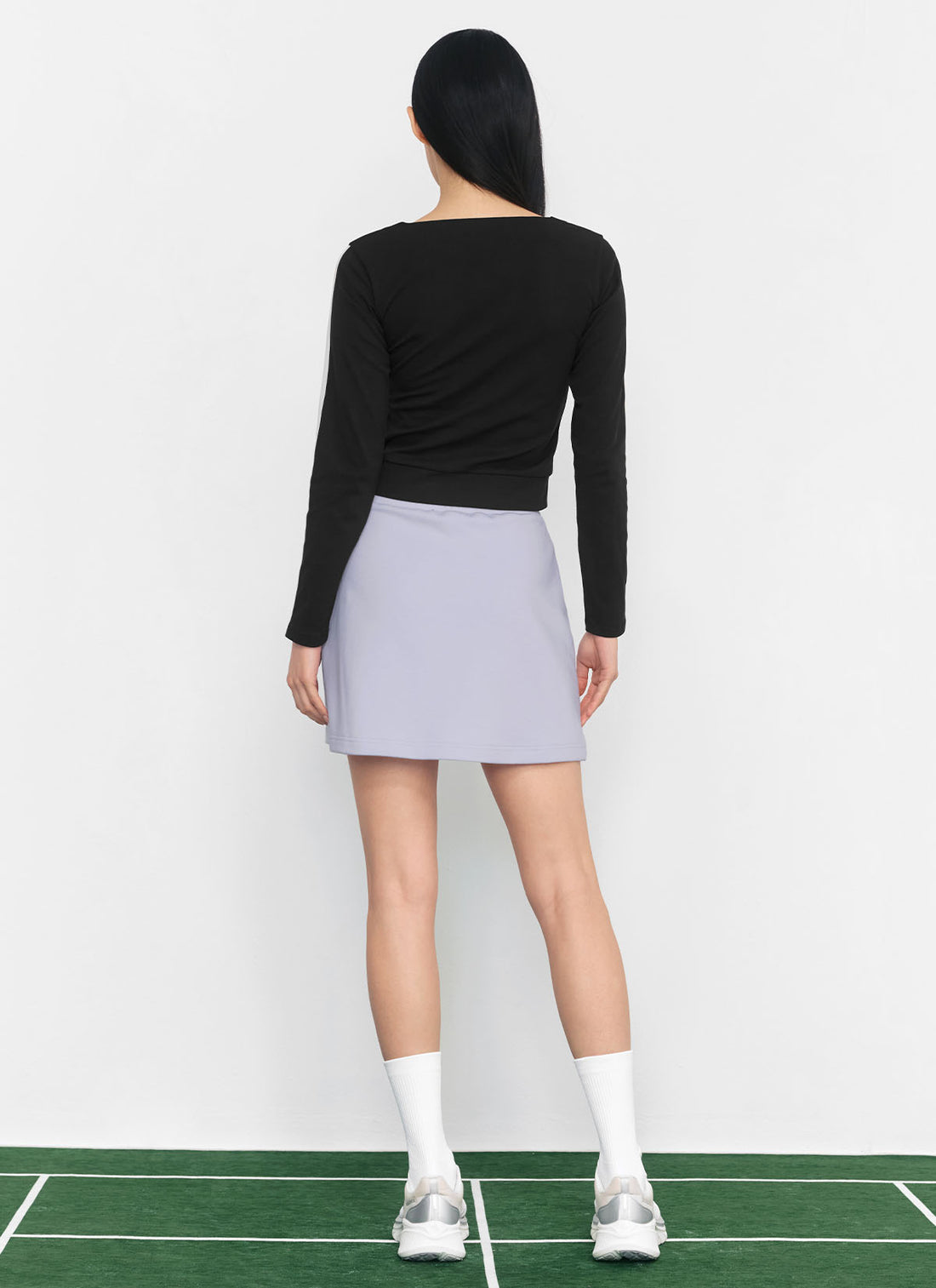 EcoDex Color Combination Crop Cardigan - Black