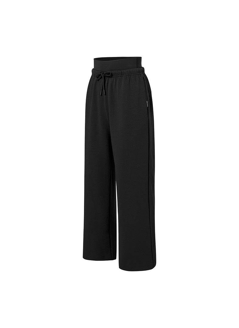 Soft Tension Layered Wide Pants - Black