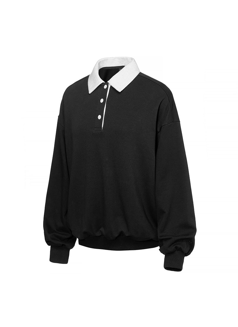 Color Combination Kara Loose Fit Man to man - Black