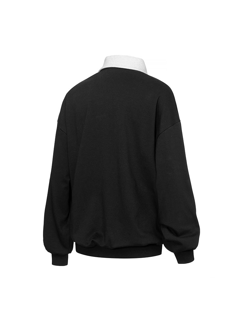 Color Combination Kara Loose Fit Man to man - Black