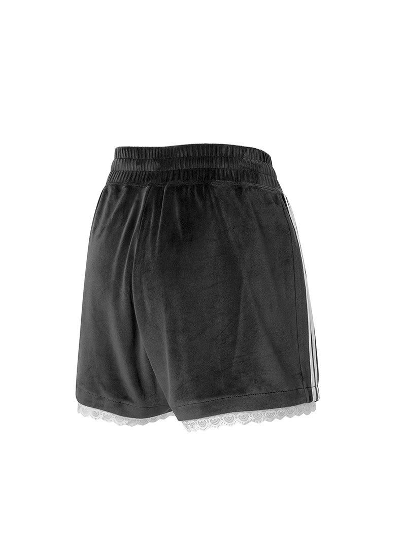 Velour Laceline Shorts - Black