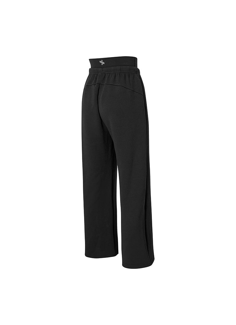 Soft Tension Layered Wide Pants - Black