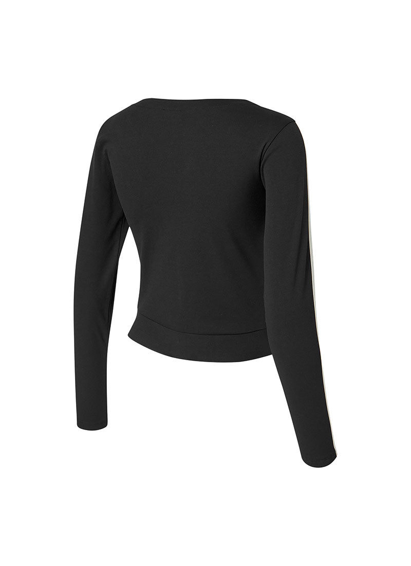 EcoDex Color Combination Crop Cardigan - Black