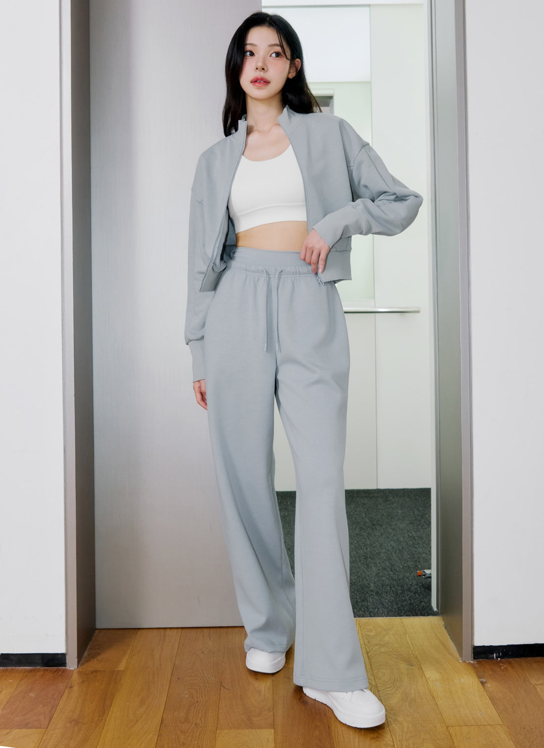Soft Tension Layered Wide Pants - Blue Road