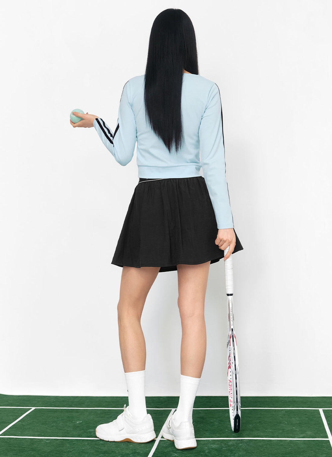 EcoDex Color Combination Crop Cardigan - River Blue