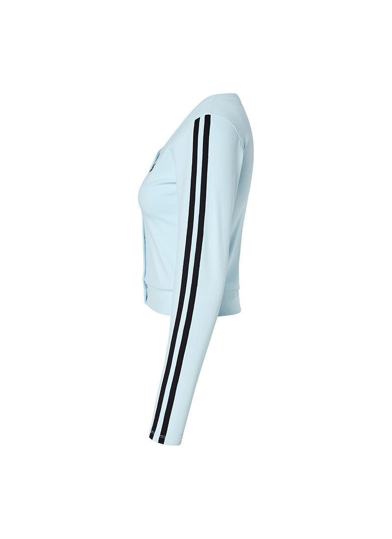 EcoDex Color Combination Crop Cardigan - River Blue