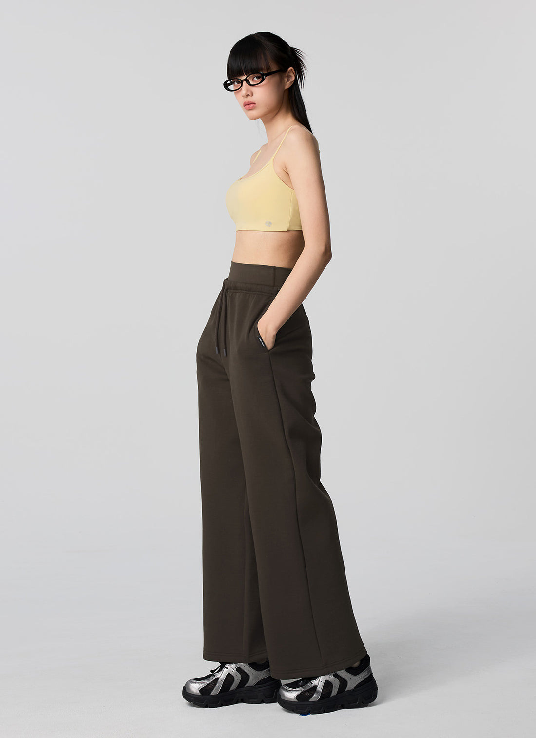 Soft Tension Layered Wide Pants - Bronze Brown
