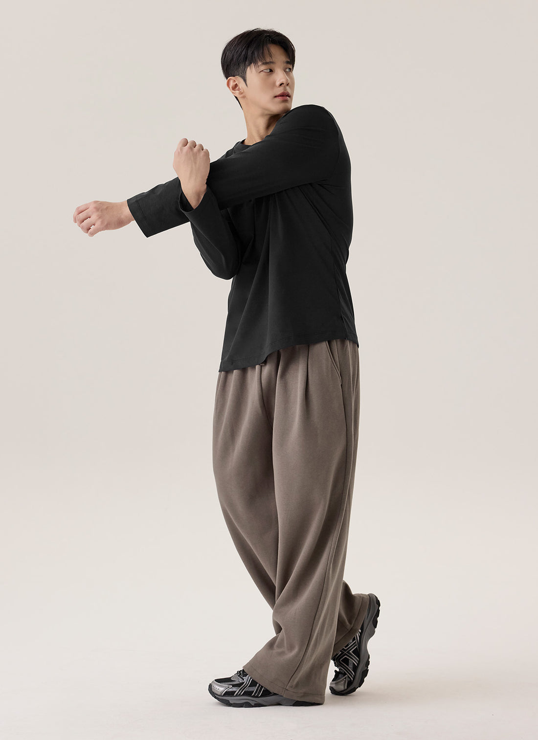 Warm Soft Men's Pintuck Wide Pants - Brown