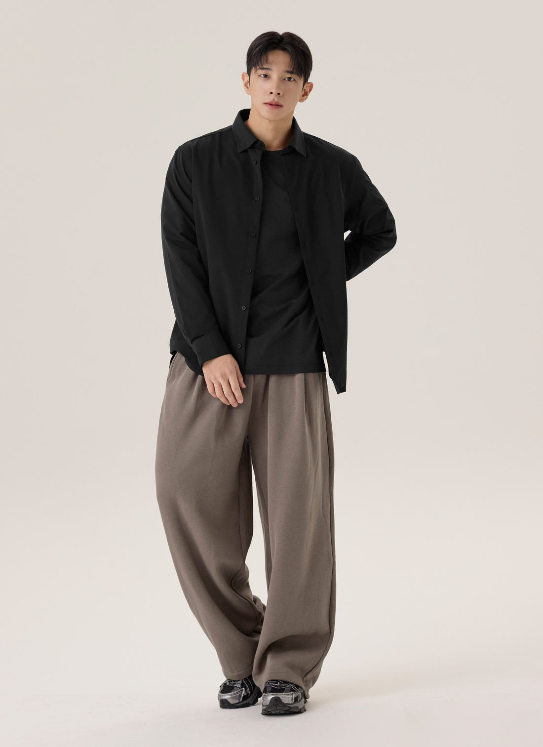 Warm Soft Men's Pintuck Wide Pants - Brown
