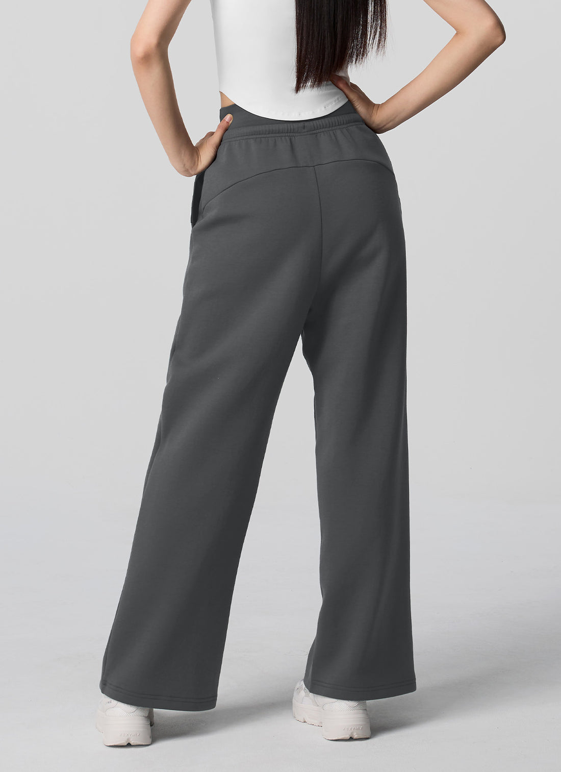 Soft Tension Layered Wide Pants - Fade Charcoal