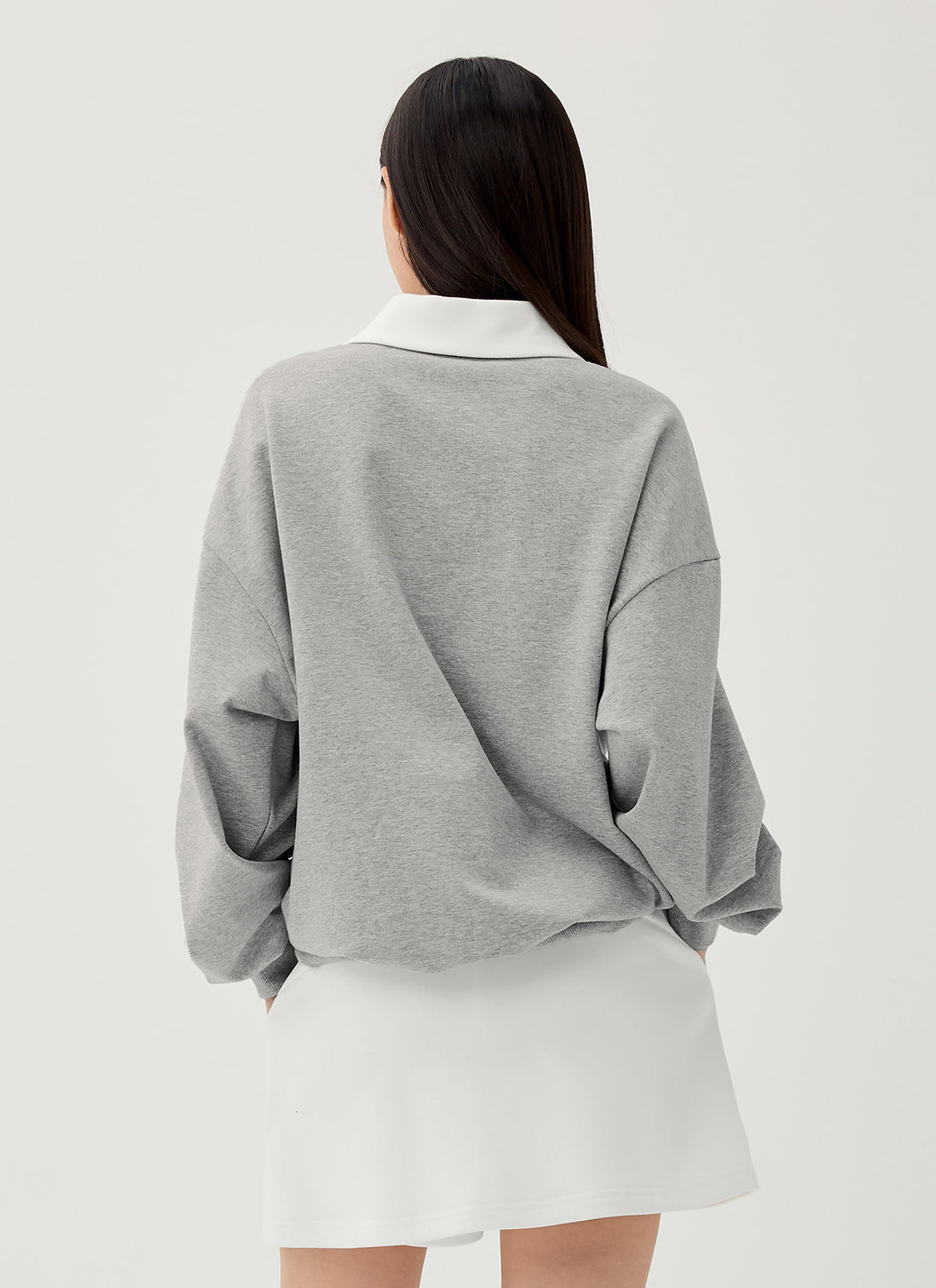 Color Combination Kara Loose Fit Man to man - Melange Gray