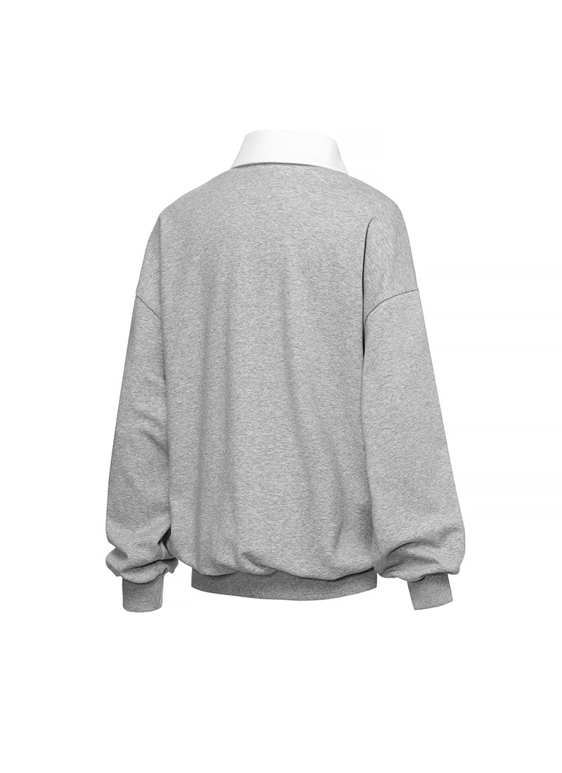 Color Combination Kara Loose Fit Man to man - Melange Gray