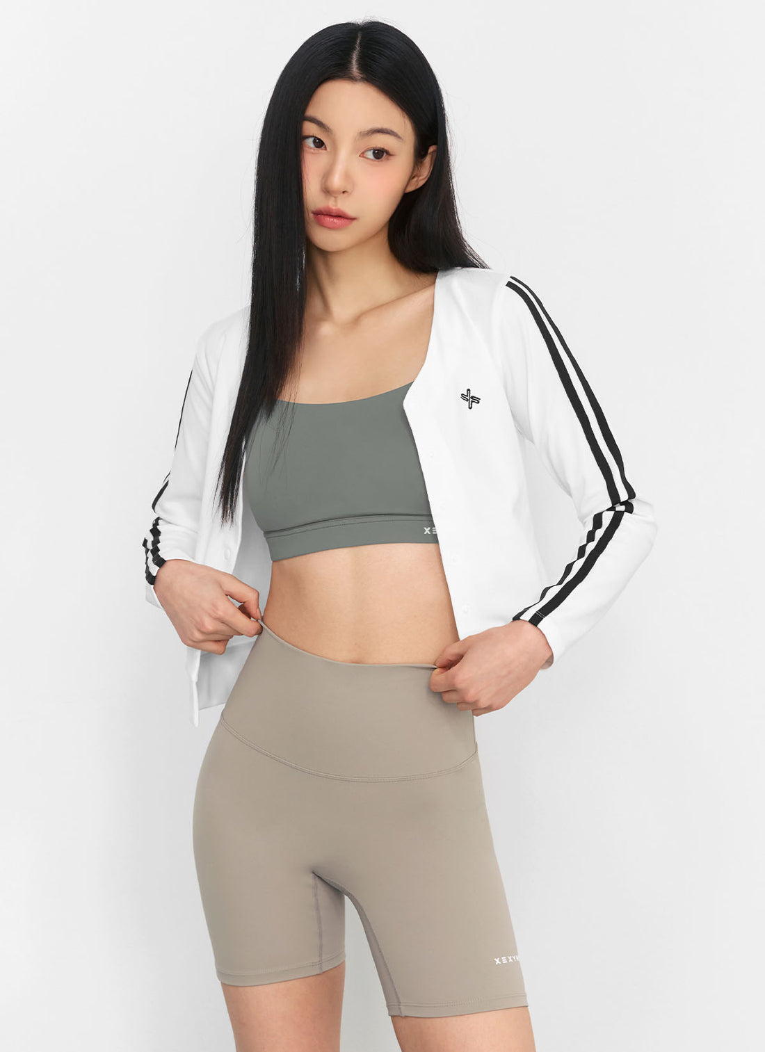 EcoDex Color Combination Crop Cardigan - White Ivory