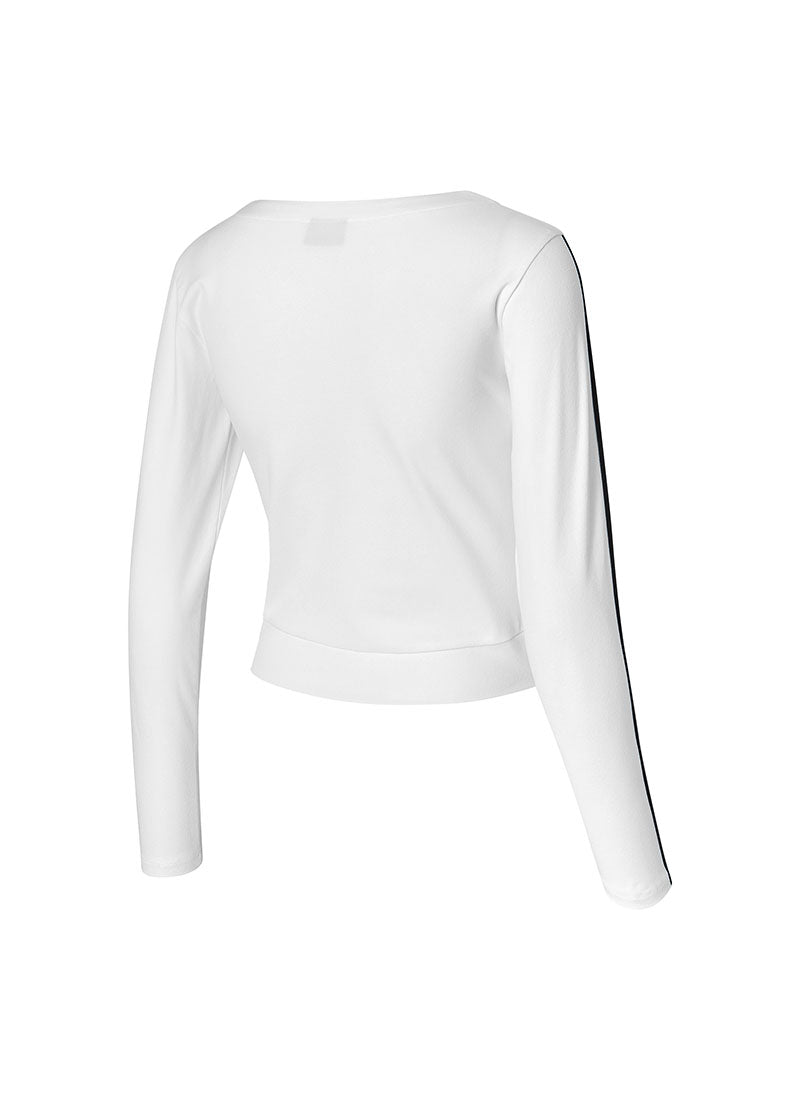 EcoDex Color Combination Crop Cardigan - White Ivory
