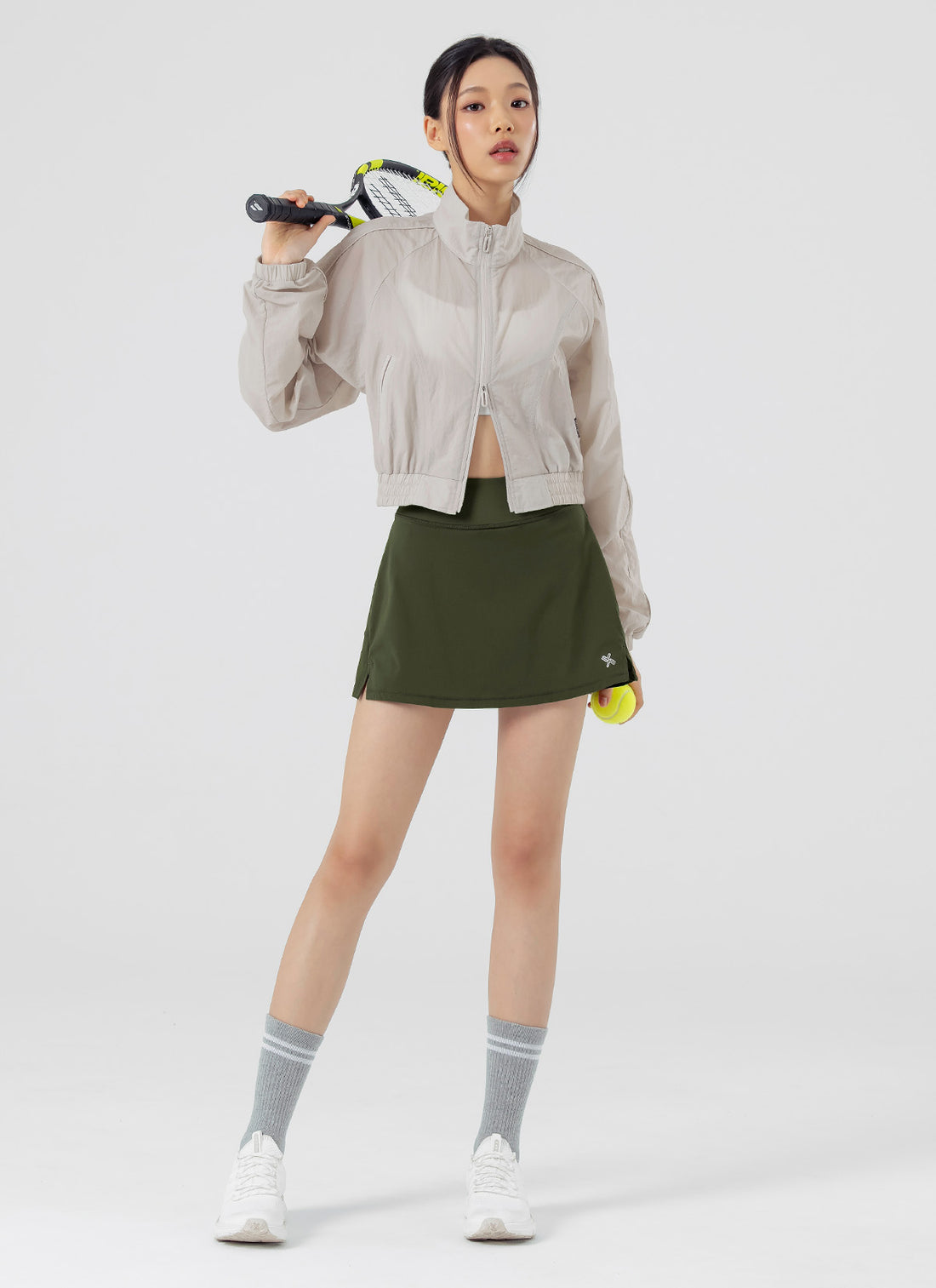 Back Pleats Two-in-One Skirt - Khaki Castle