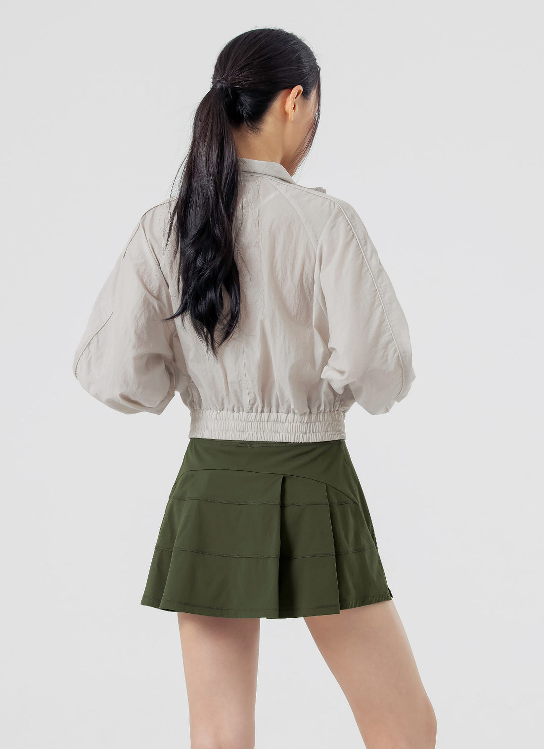 Back Pleats Two-in-One Skirt - Khaki Castle