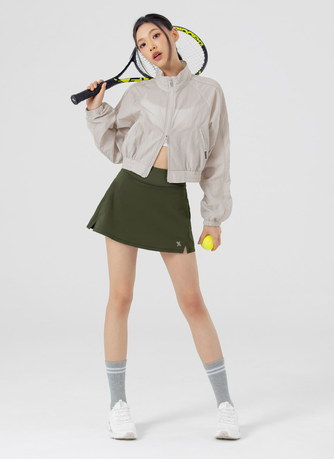 Back Pleats Two-in-One Skirt - Khaki Castle