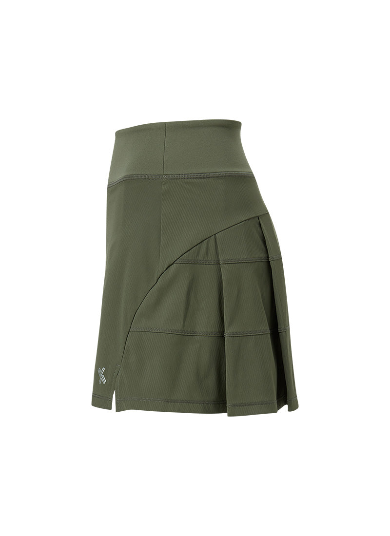 Back Pleats Two-in-One Skirt - Khaki Castle