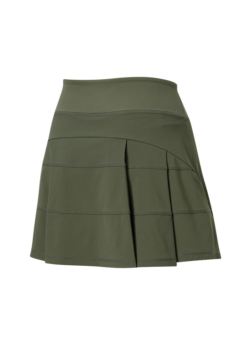 Back Pleats Two-in-One Skirt - Khaki Castle