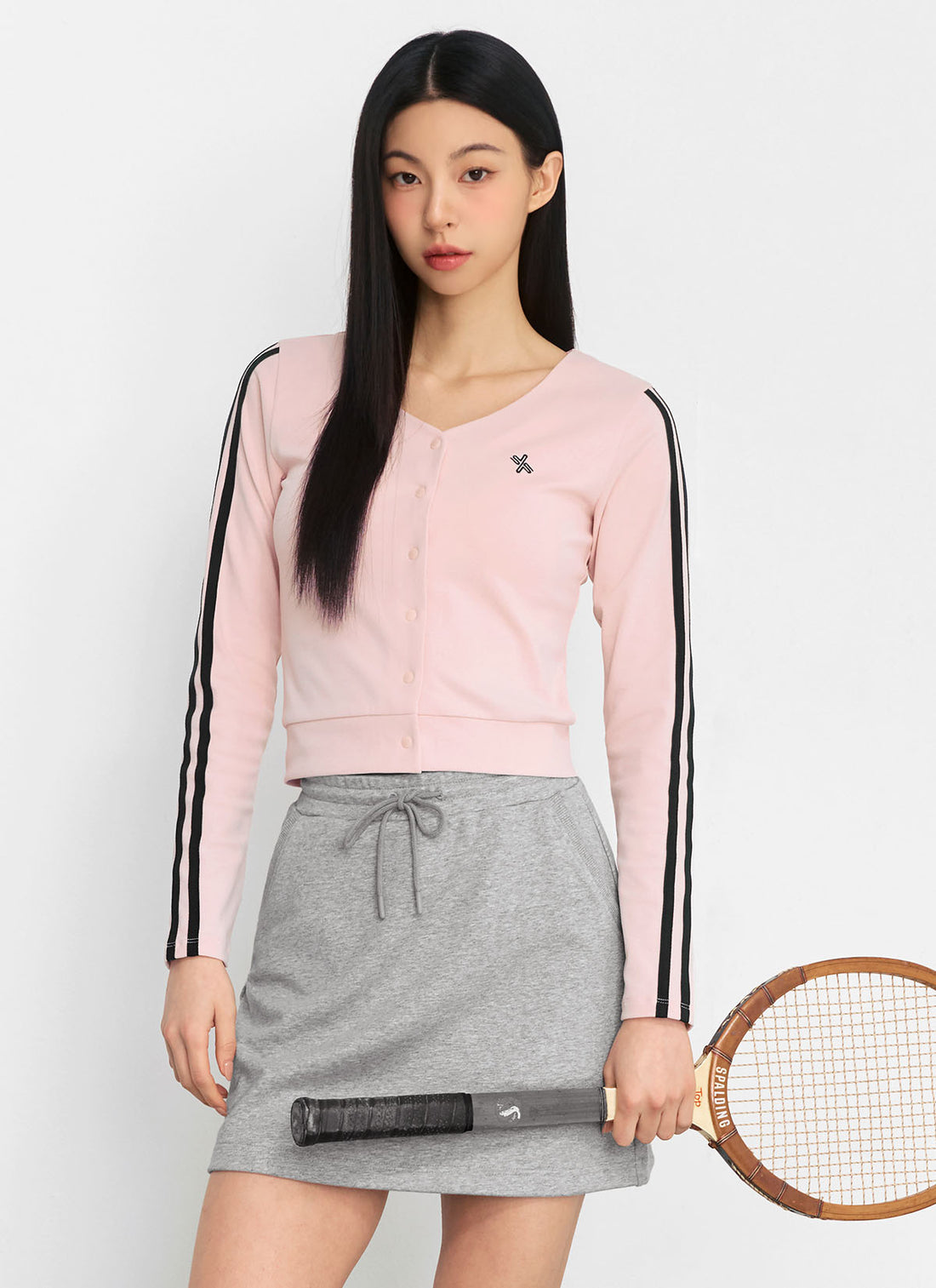 EcoDex Color Combination Crop Cardigan - Pink Percent