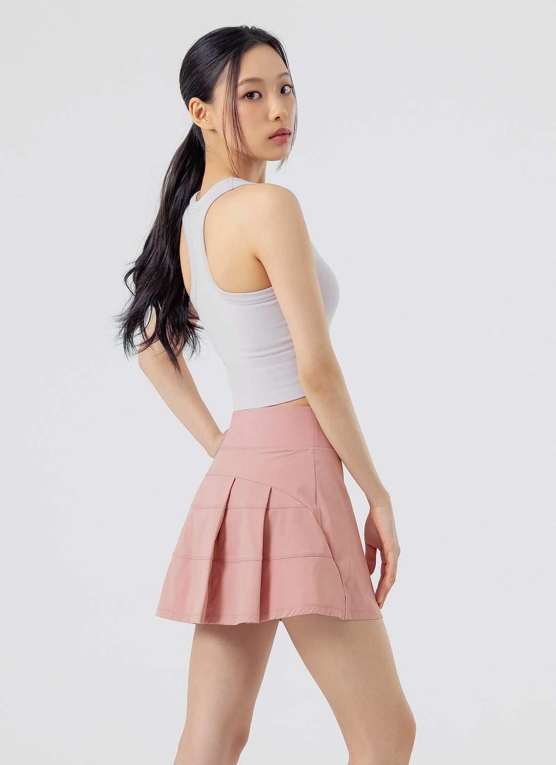 Back Pleats Two-in-One Skirt - Breeze Pink