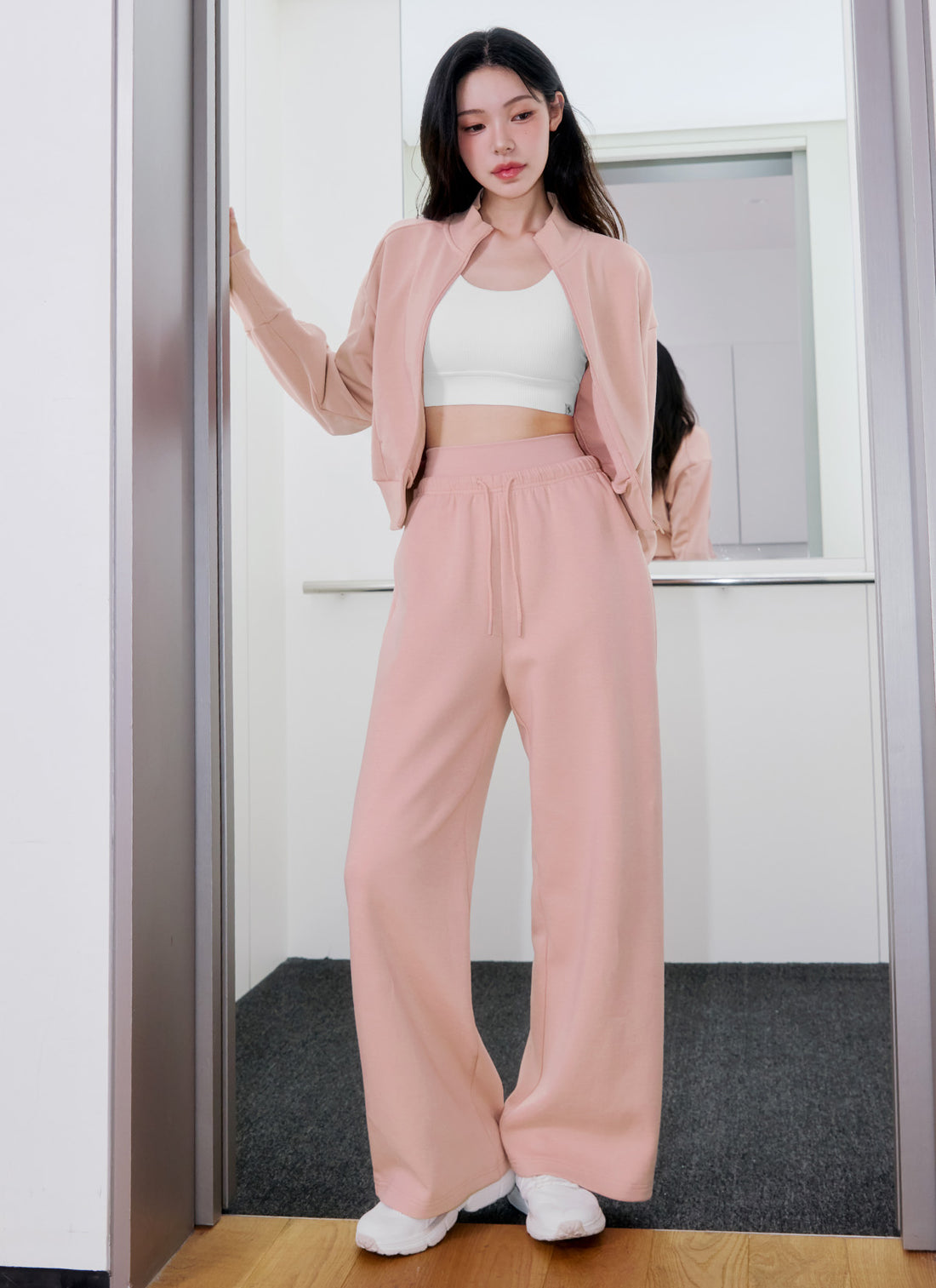 Soft Tension Layered Wide Pants - Hershey Pink