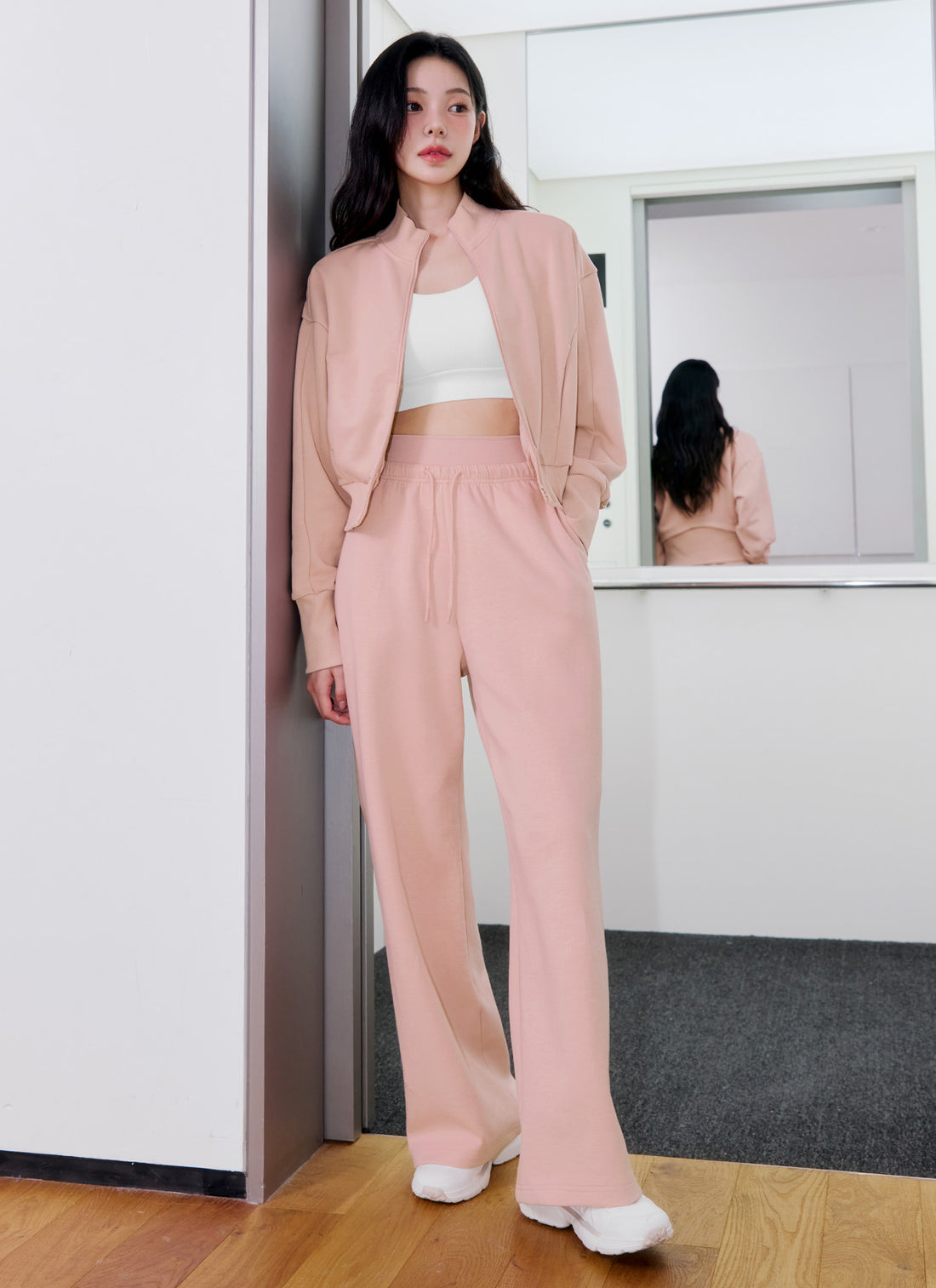 Soft Tension Layered Wide Pants - Hershey Pink