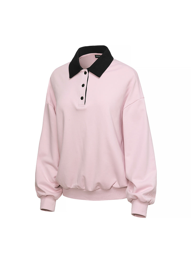 Color Combination Kara Loose Fit Man to man - Pink Swan