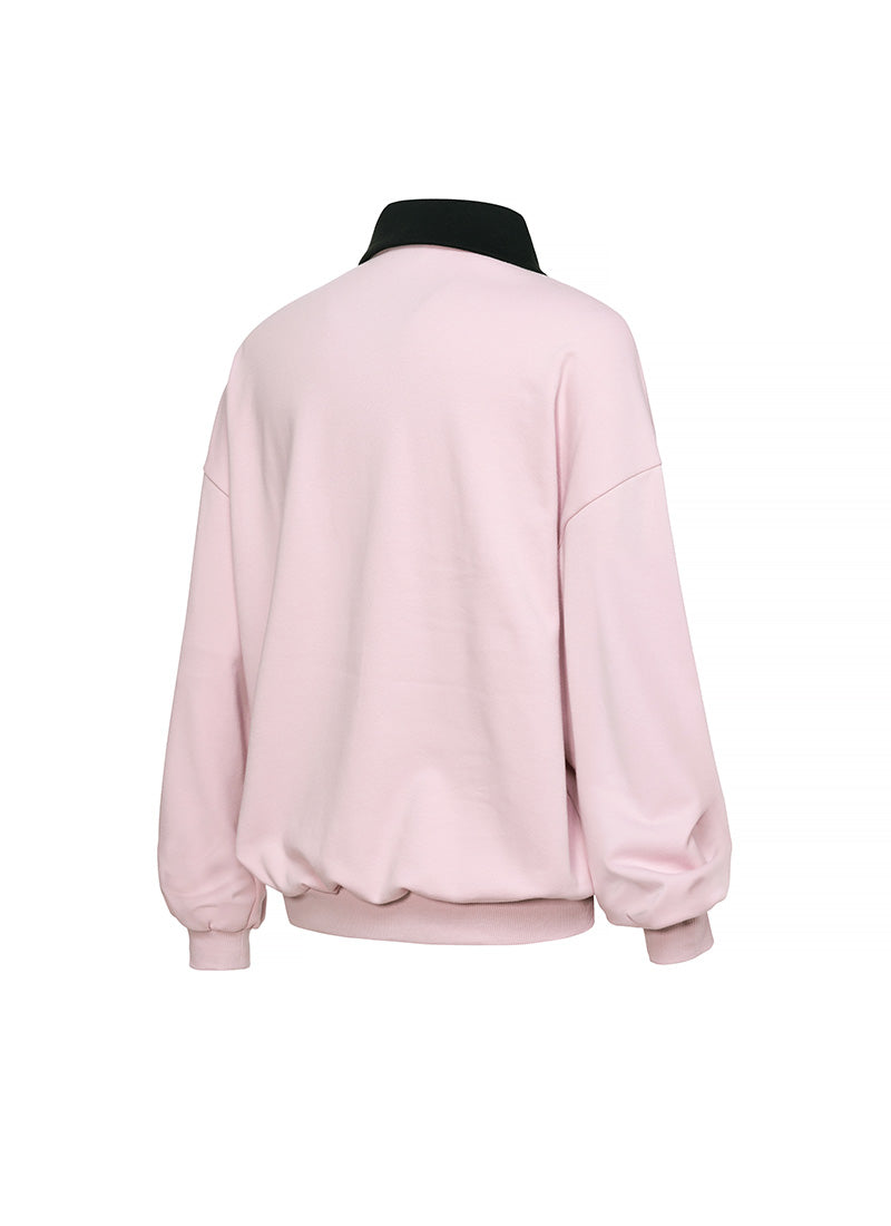 Color Combination Kara Loose Fit Man to man - Pink Swan