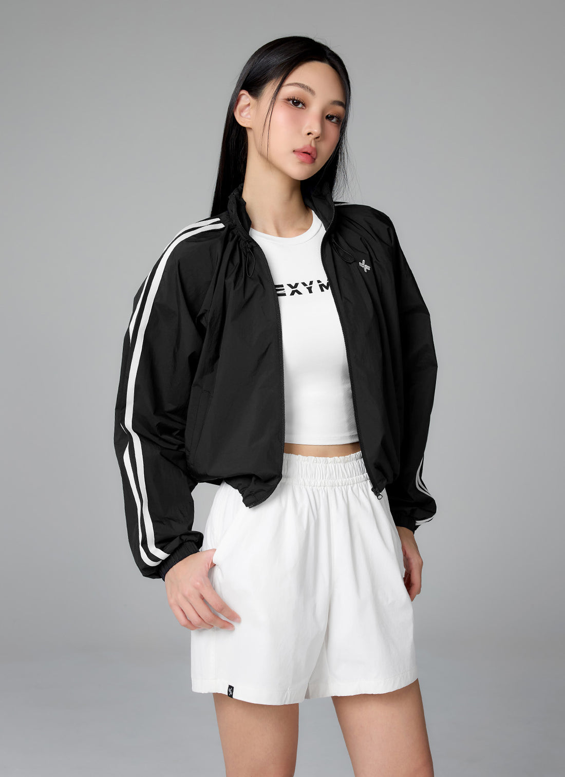 Sheer Light Trackline Windbreaker - Black