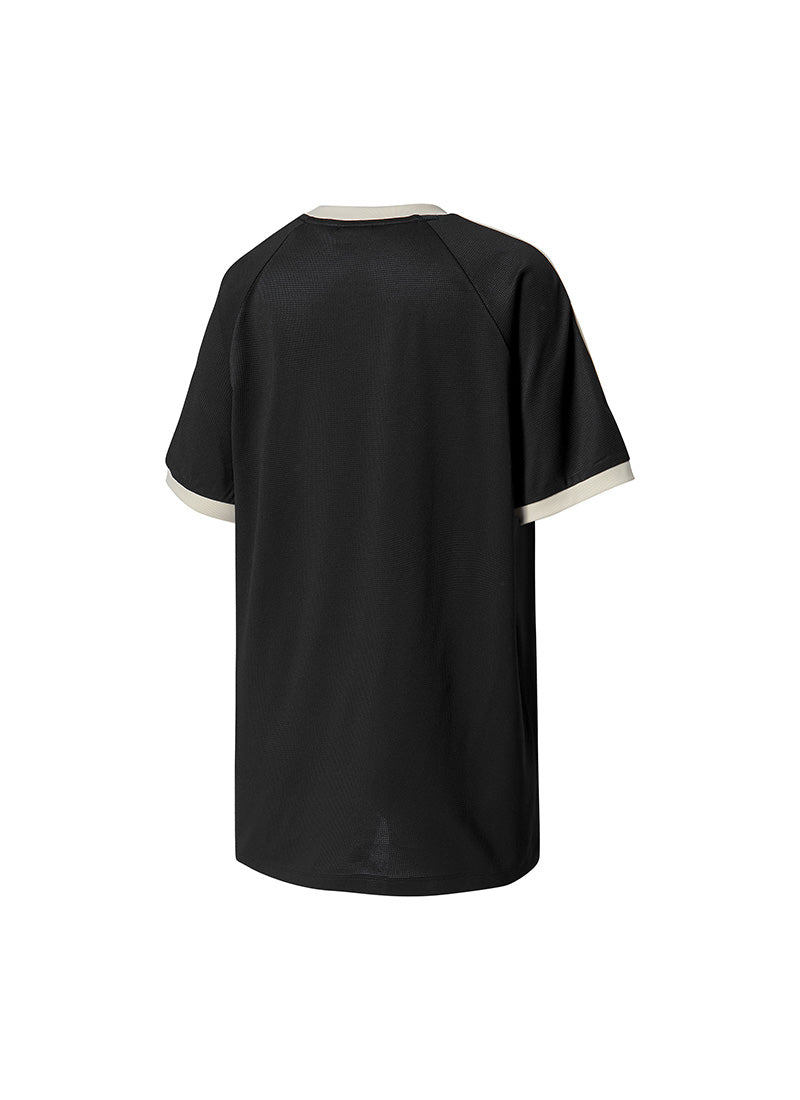 Mesh Trackline Loose Fit Short Top - Black