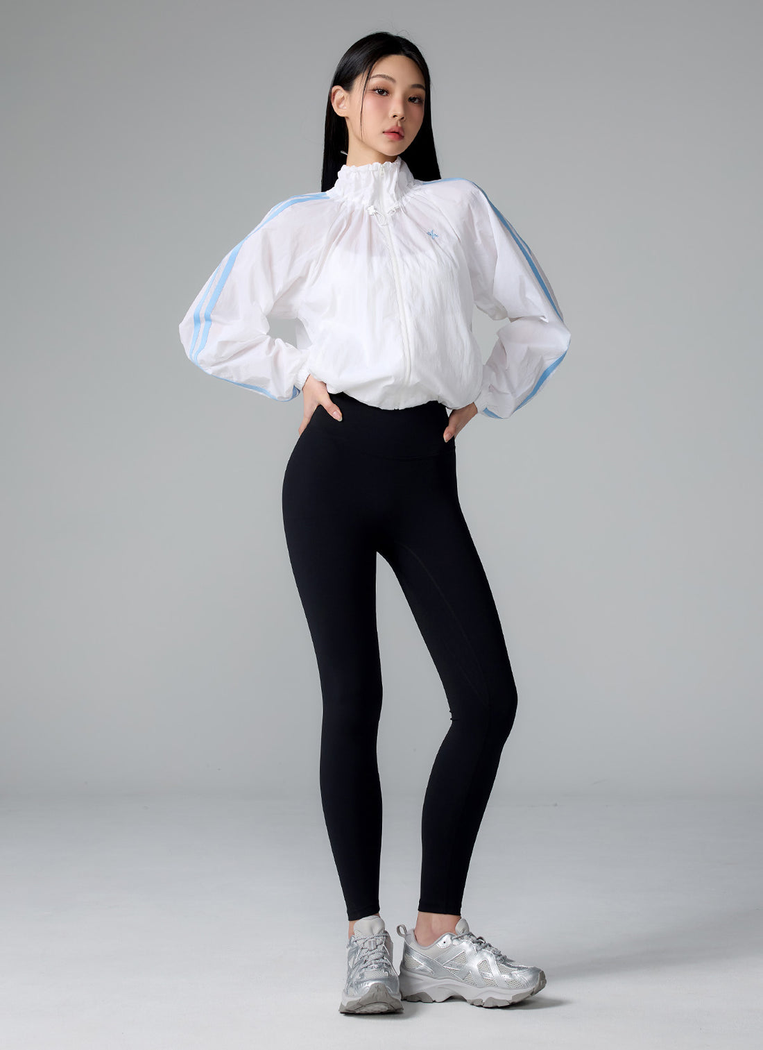 Sheer Light Trackline Windbreaker - White Ivory