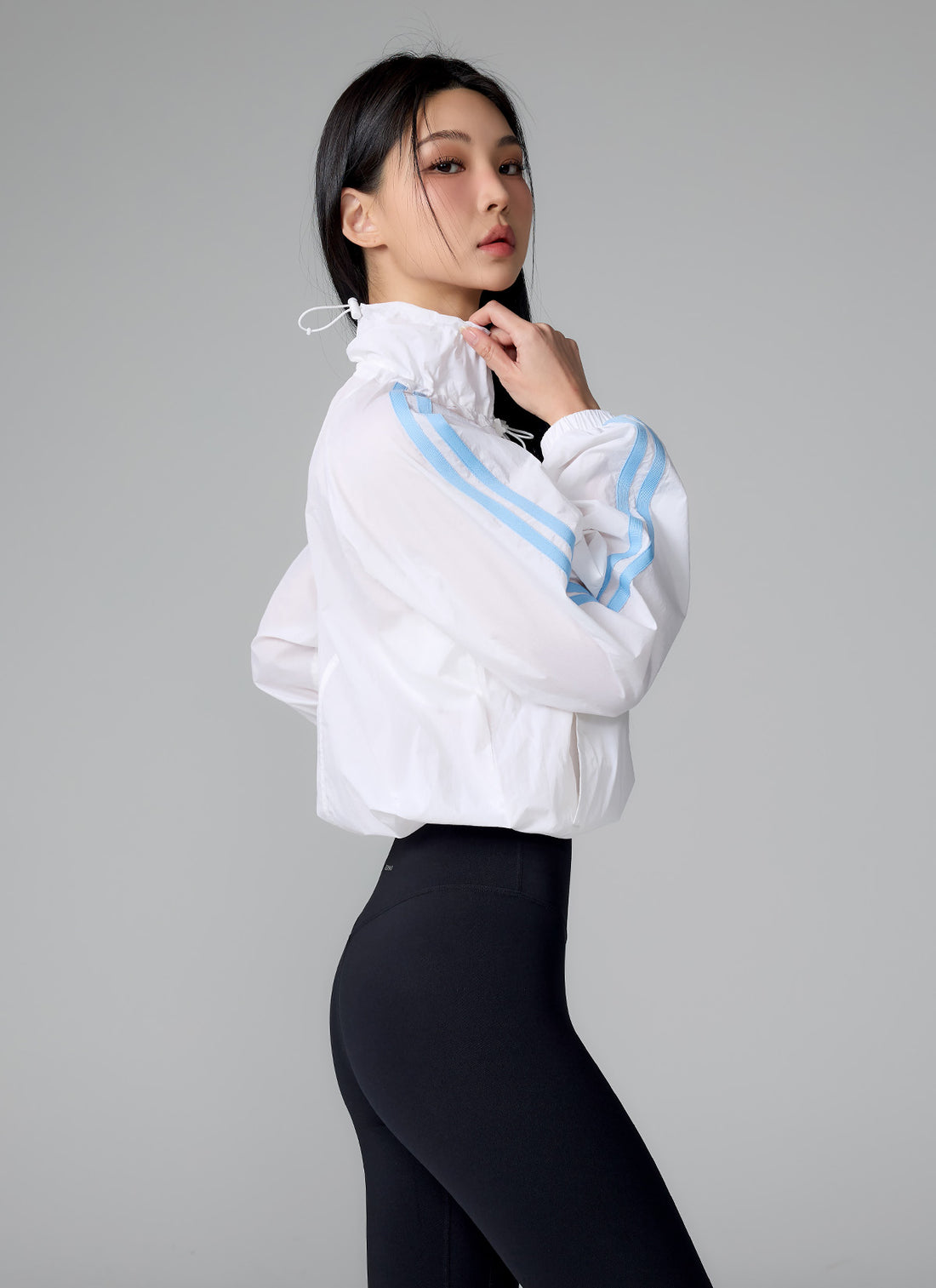 Sheer Light Trackline Windbreaker - White Ivory