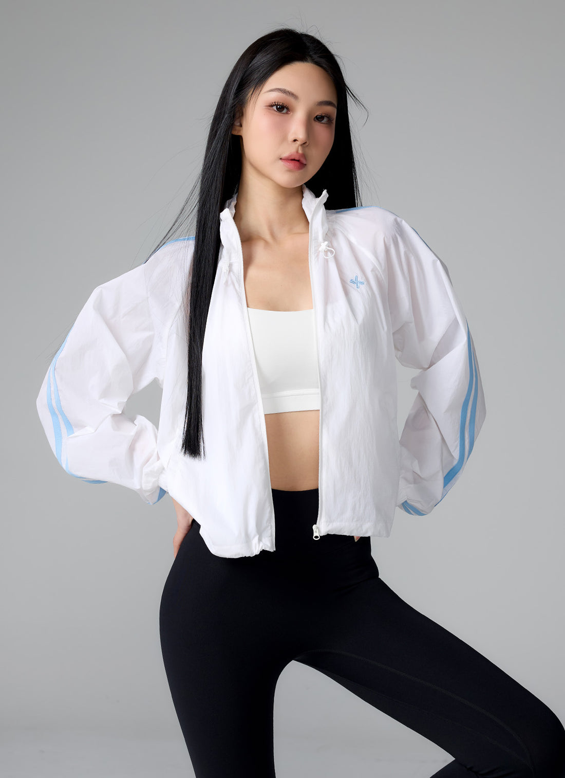 Sheer Light Trackline Windbreaker - White Ivory