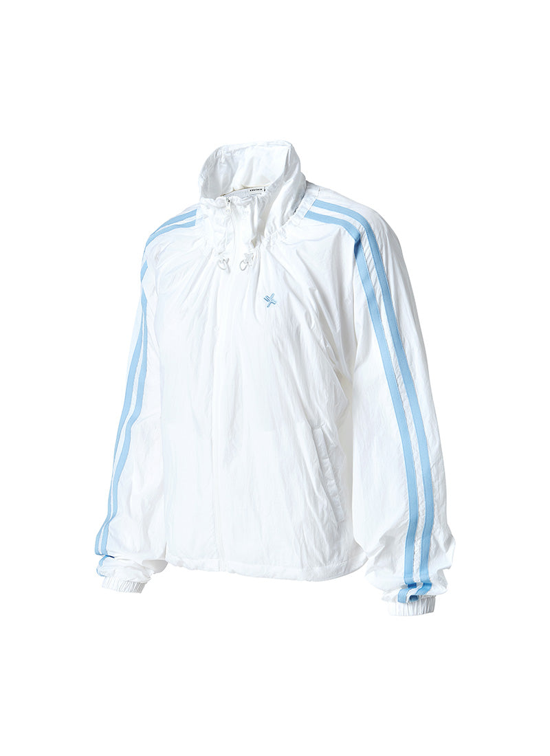 Sheer Light Trackline Windbreaker - White Ivory