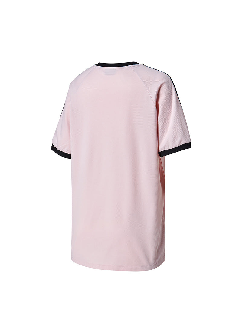 Mesh Trackline Loose Fit Short Top - Pink Swan