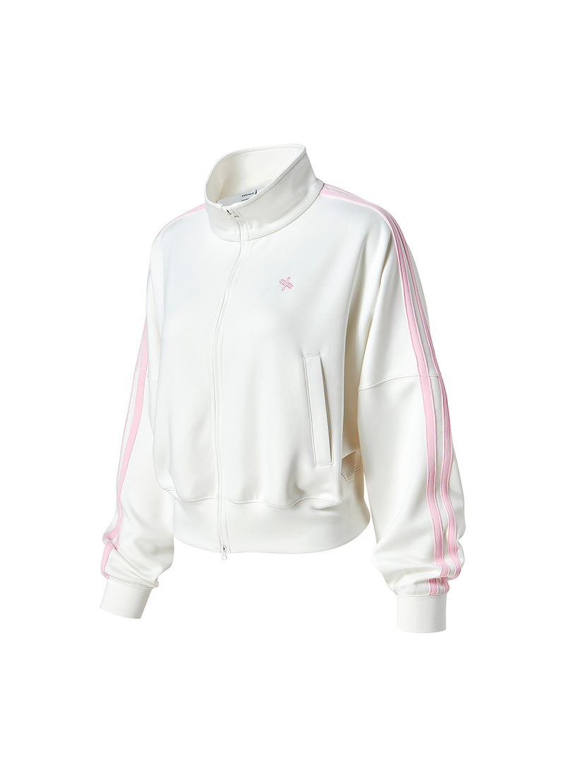More Trackline Zip Up Jacket - Floral Cream