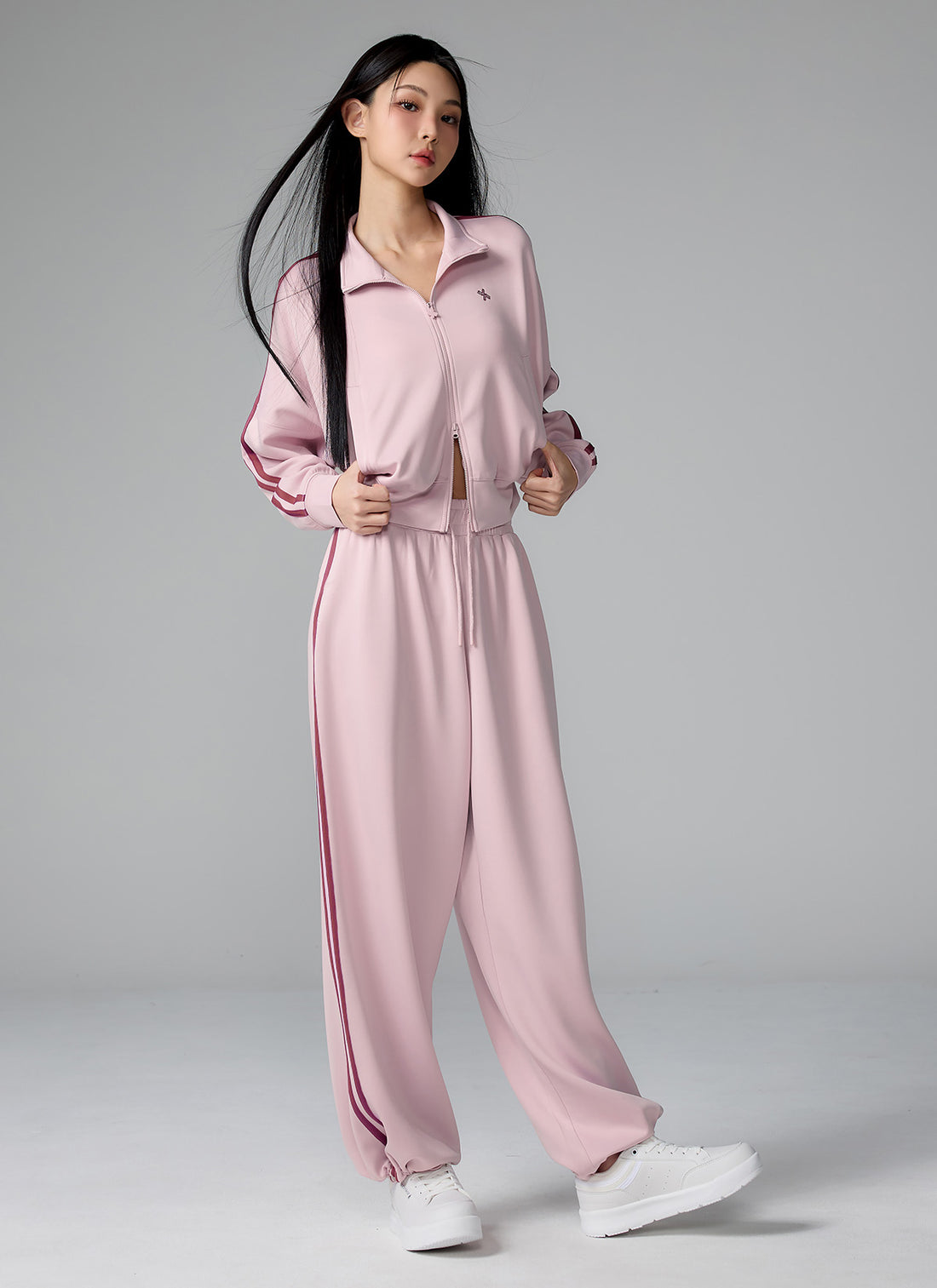 More Trackline Zip Up Jacket - Pink Swan