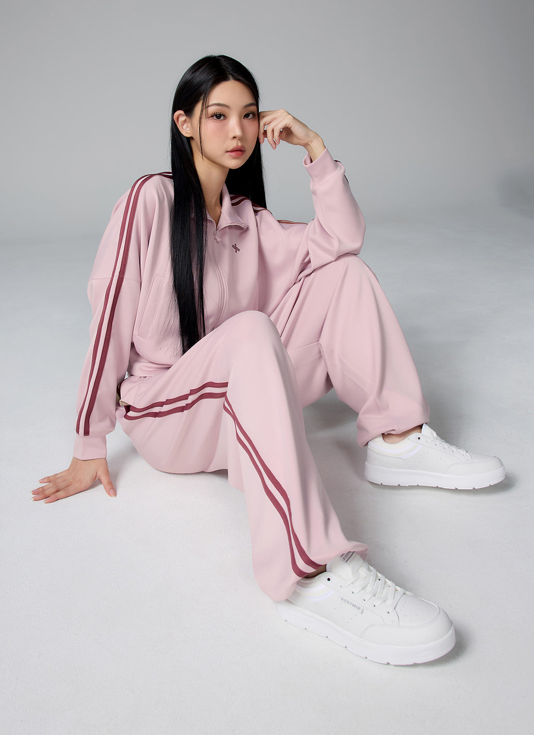More Trackline Zip Up Jacket - Pink Swan